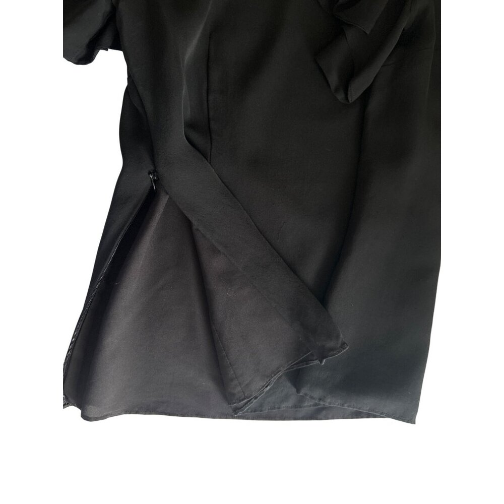 Ann Taylor Black Ruffle Sleeve Lined Silk Blouse - Small - Picture 8 of 8